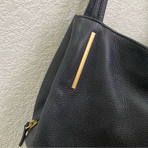 VINCE CAMUTO “IKE” Black Soft Pebbled Leather Tote Double Handle Shoulder Bag - Picture 12 of 15